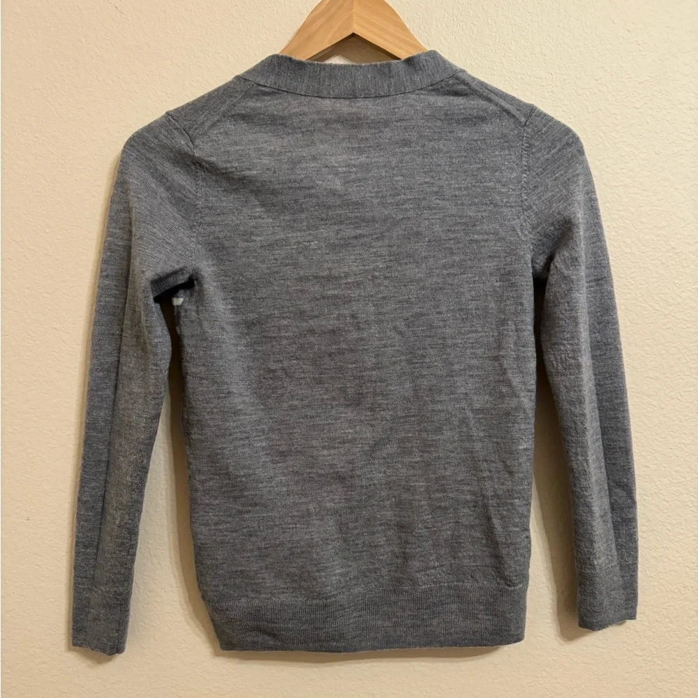 Kate Spade Broome Street Frenchie Bulldog Antoine Gray Wool Cardigan Sweater